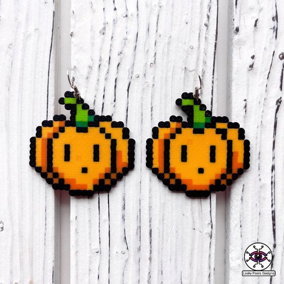 Halloween Perler Earrings | Mario Boo Ghost | Pumpkin | Black Cat | Black Widow - Picture 10 of 14